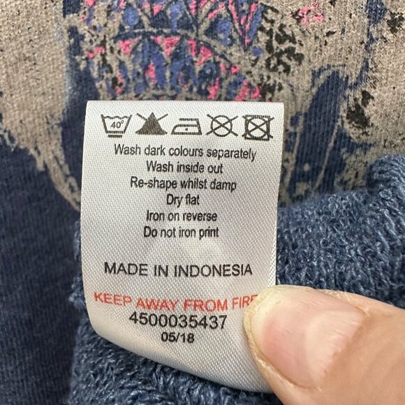 Cotton Traders Elephant Blue French Terry Pullover Sweatshirt Womens size 14 - Picture 4 of 5